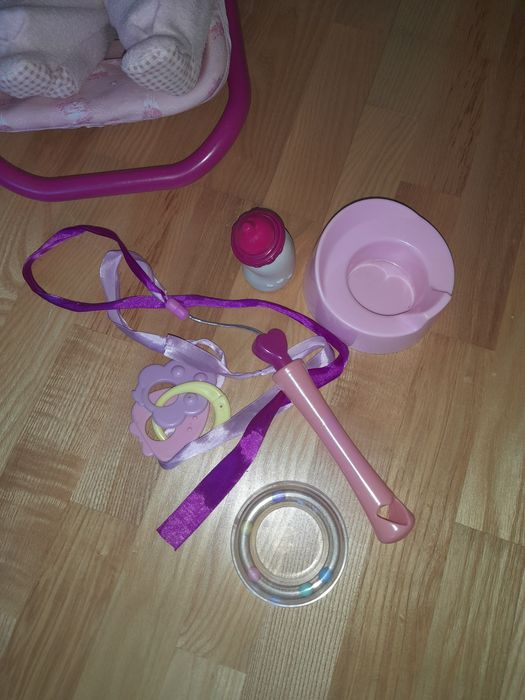 Wielki zestaw wózek, łóżeczko, lalki, nosidło, ubranka