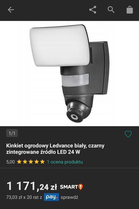 Kinkiet ogrodowy naswietlacz z kamerka Ledvance LED 24 W