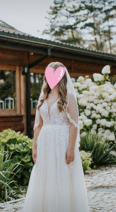 Suknia ślubna "Lila" Annais Bridal biało- beżowa