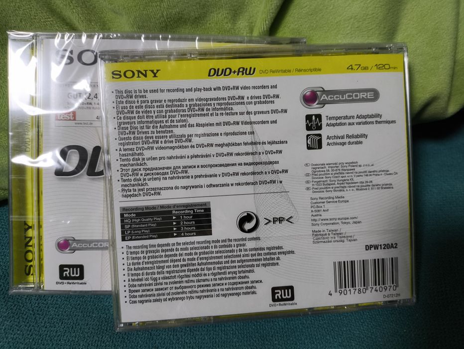 DVD,s de regravação Sony, virgens