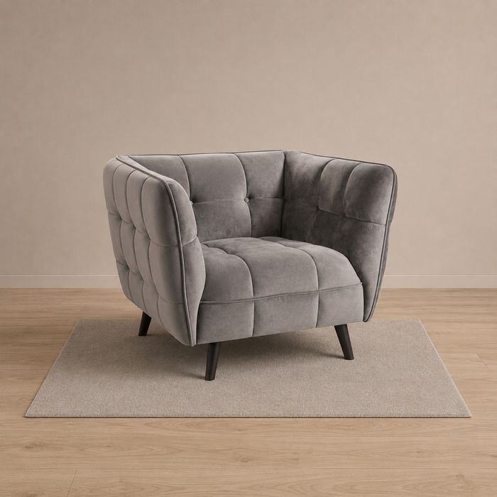 Fotel CASTELLO 1 Velvet Bluvel 14 szary