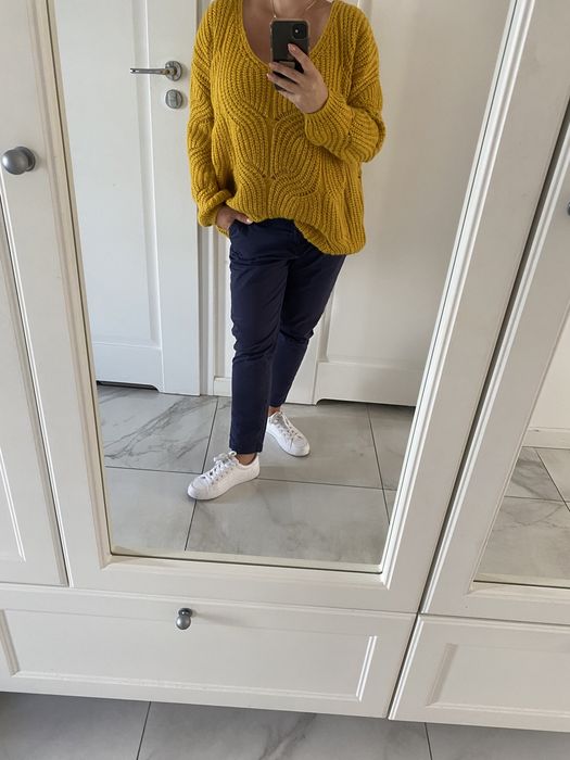 Sweter Promod  musztardowy oversize moher
