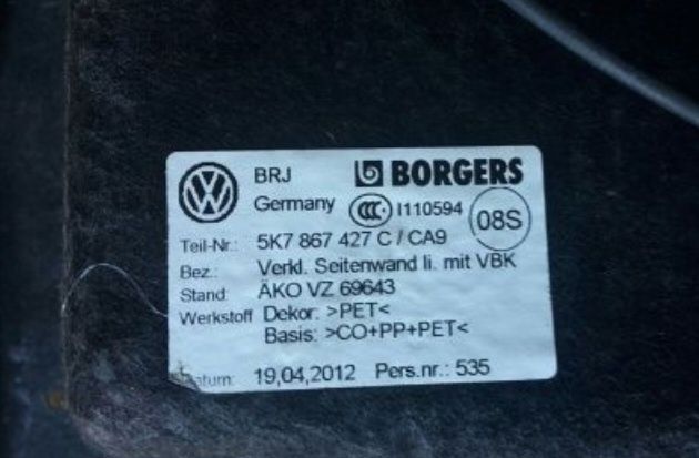 Boczek bagażnika golf6 cabrio