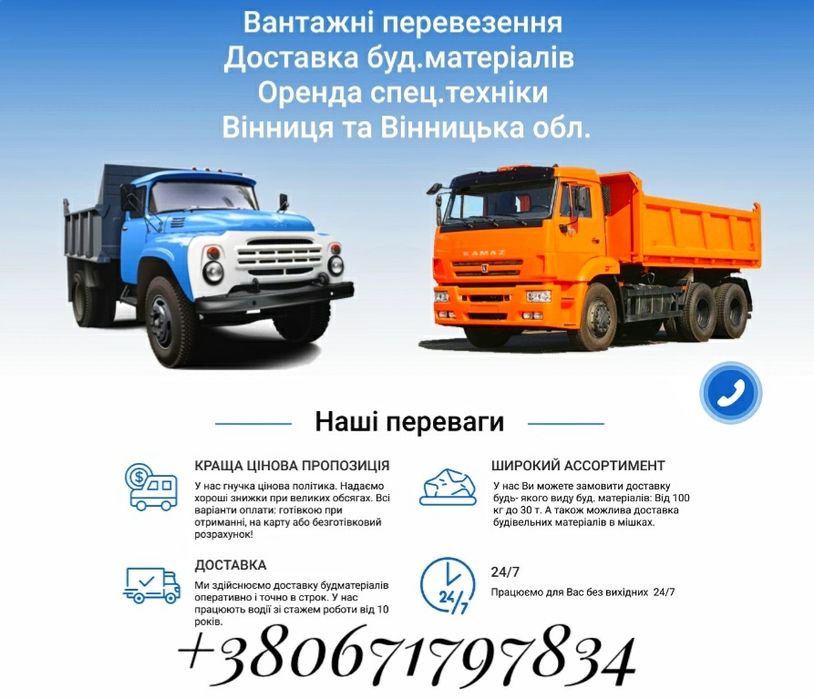 Вантажні перевезення від 1т. до 25т.