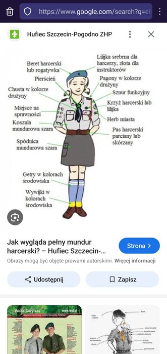 Strój harcerski dla dziewczynki ZHR