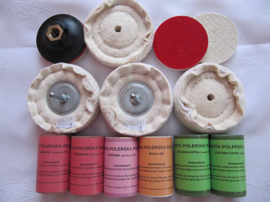 zestaw polerski (tarcze, filc, różne pasty) - nowe