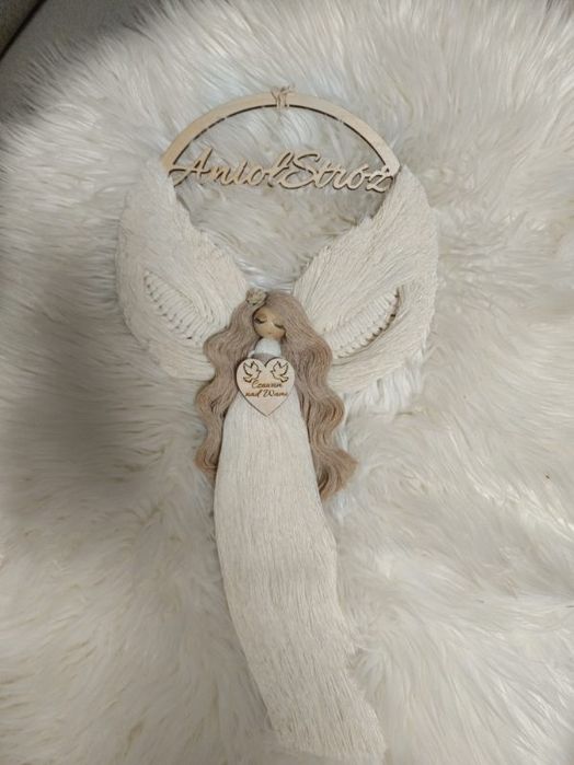 Anioł Stróż, makrama, chrzeest, komunia, prezent