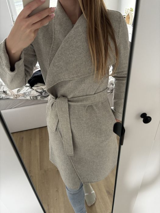 Zara szary płaszcz wełniany XS handmade