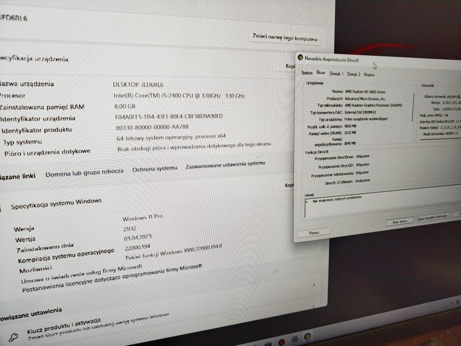 Komputer stacjonarny i5 8/2x500 HDD Radeon HD5800