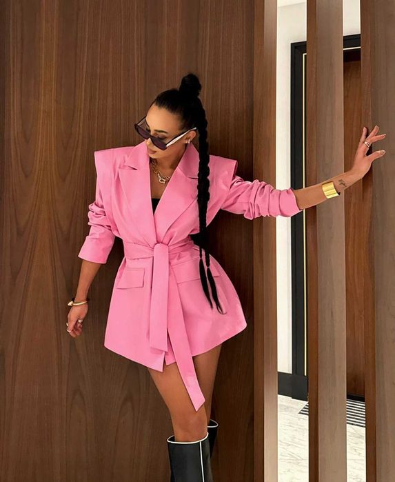 La milla wigilia marynarka lamilla sukienka z paskiem różowa