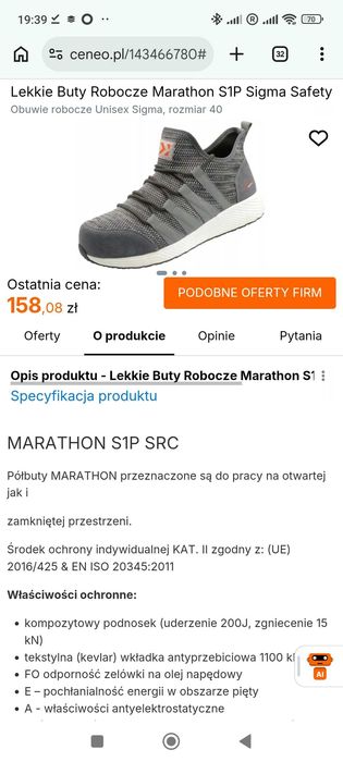 Półbuty Marathon przeznaczone do pracy