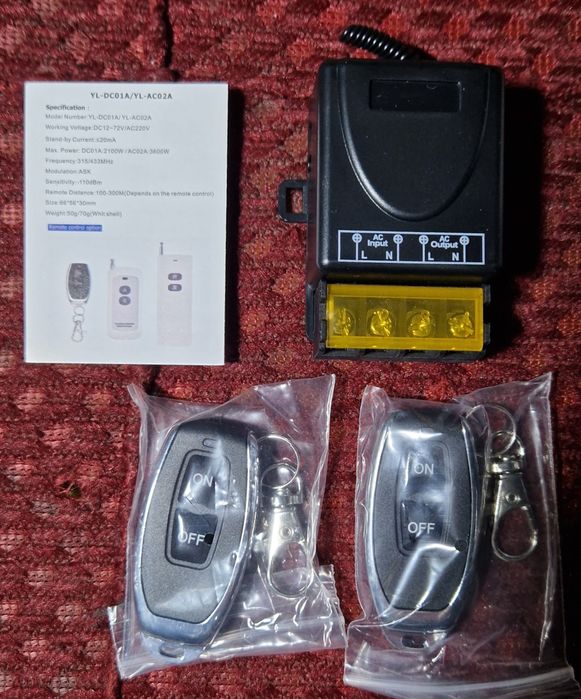 Дистанционный одноканальный выключатель (радио реле) 220в 30а