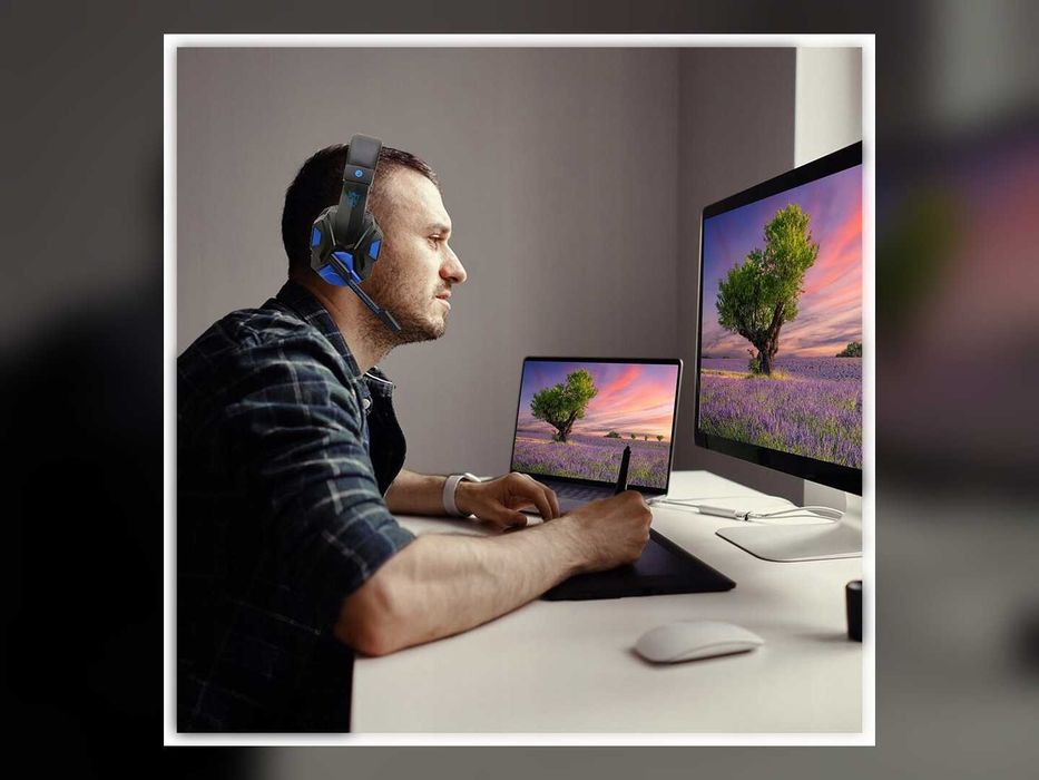 Nowe Słuchawki Gamingowe USB LED Z Mikrofonem Dla Gracza PC Konsola