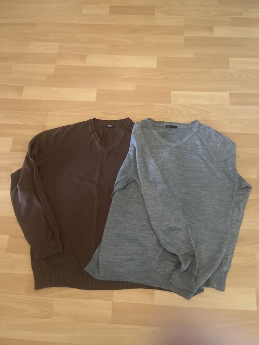 Sweter męski szary i brązowy m