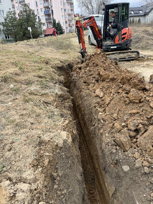 Prace ziemne , Uslugi Minikoparką ,Wykopy liniowe ,Przeciski
