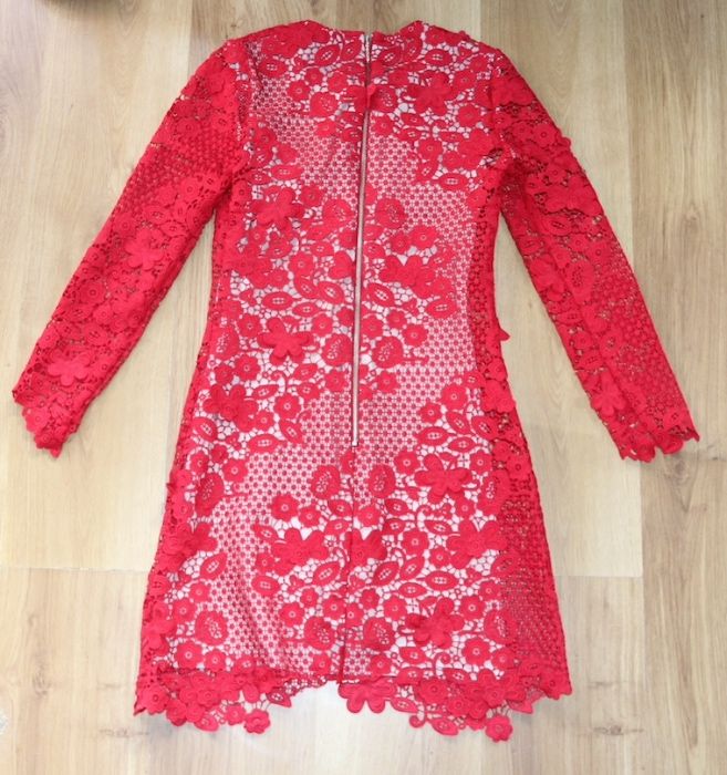 yoshe czerwona sukienka koronkowa koronka 36 s kors solar massimo duti
