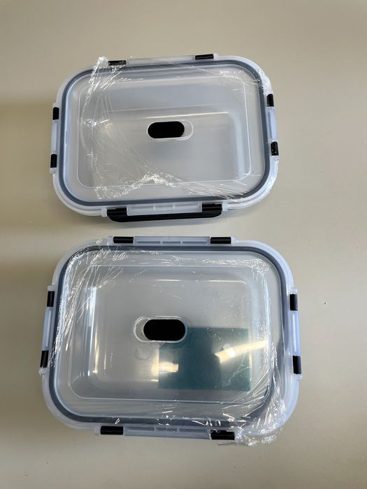 Pojemniki szklane żaroodporne próżniowe na żywność lunchbox zawór 2 sztuki Nowe (7107)