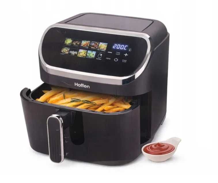 Duża frytkownica beztłuszczowa, AIR FRYER 8l 2000W Hoffen, okno, dotyk