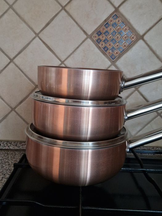 Miedziane garnki rondle zestaw
