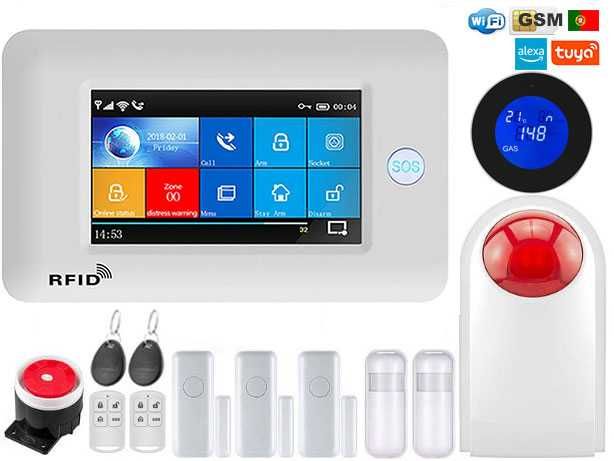 Alarme Tuya Casa/Lojas sem Fios SOS/GSM/WiFi Android/iOS (NOVO)