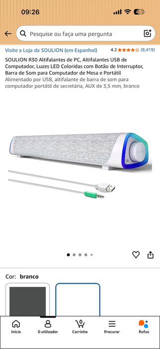 Coluna branca com LED