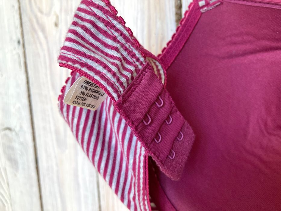 Biustonosz Gina Benotti 85C - Poziome prążki Białe-Burgunda