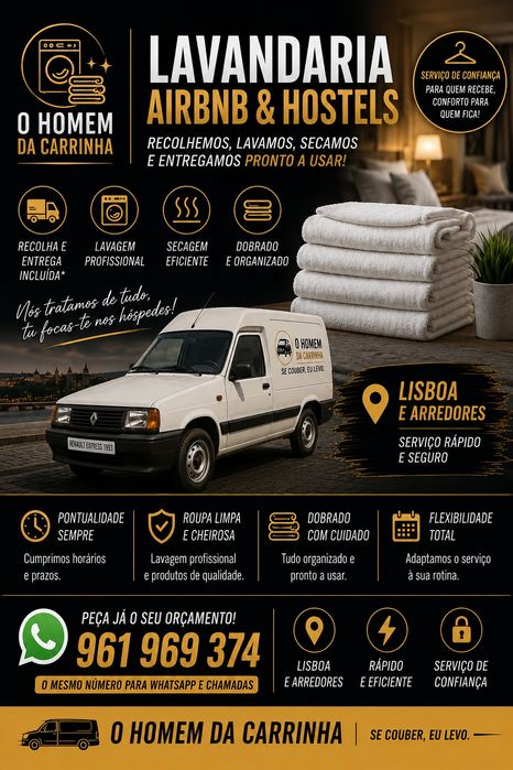 Mudanças pequenas Lisboa/arredores•Recolhas Ikea/ Olx/ Leroy •Serviços urgentes •Serviços Airbnb