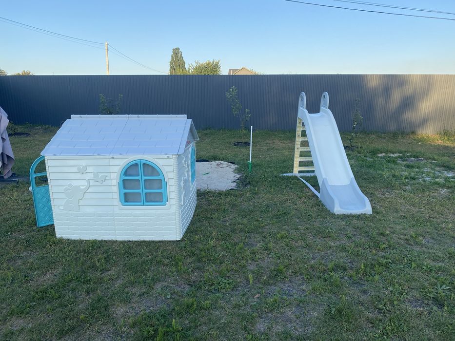 Дитячий набір Doloni будиночок та гірка, сіромолочний