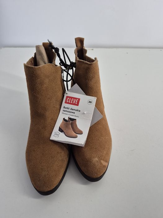Botki damskie zamszowe nowe 39
