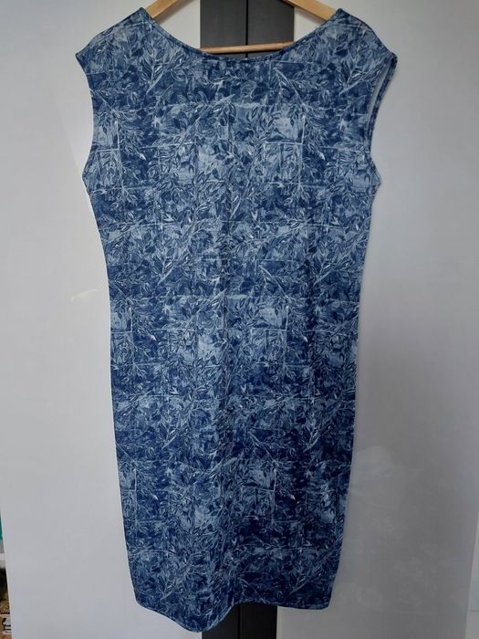 Sukienka damska odcienie niebieskiego oversize plussize na lato na wakacje na ciepłe dni sukienka bez rękawów elastyczny materiał