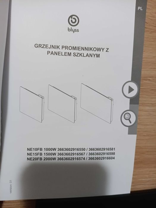 Grzejnik promiennikowy z panelem szklanym BLYSS