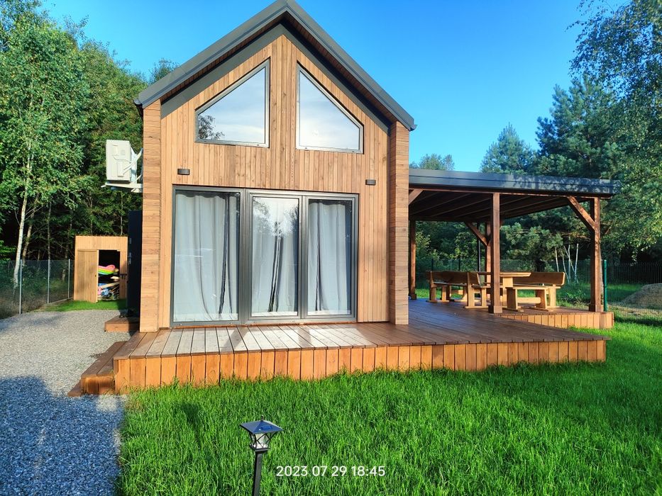 Domek z dużym tarasem jezioro Białe Okuninka z klimatyzacją na 8 osób