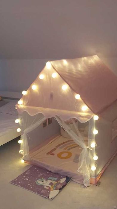 Mega namiot dla Dzieci Zamek Pałac do Pokoju Ogrodu Domu + Lampki LED