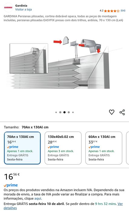 Persianas plissadas opacas sem furos