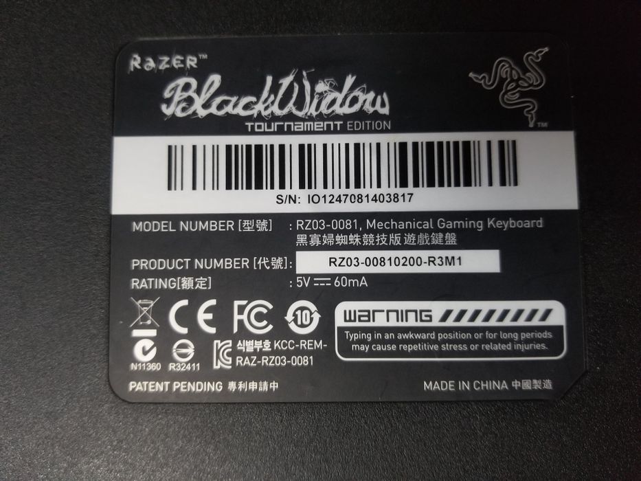 Клавиатура Razer BlackWidow Blue Cherry