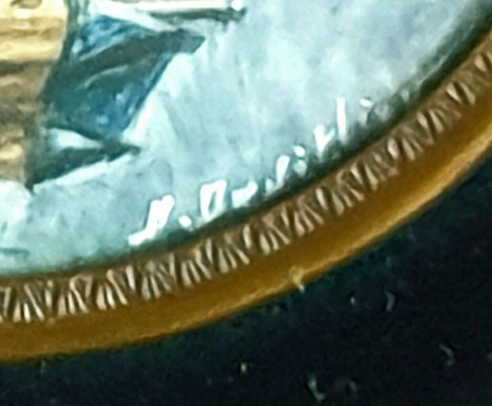 Maravilhosa antiga pintura paisagística francesa à lupa assinada