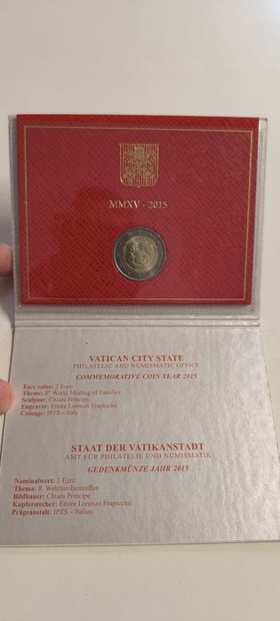 2 euros Vaticano 2015 VIII Incontro Mondiale Delle Famiglie
