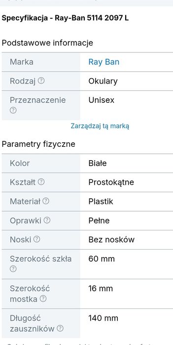 Oprawki do okularów Ray Ban- unisex