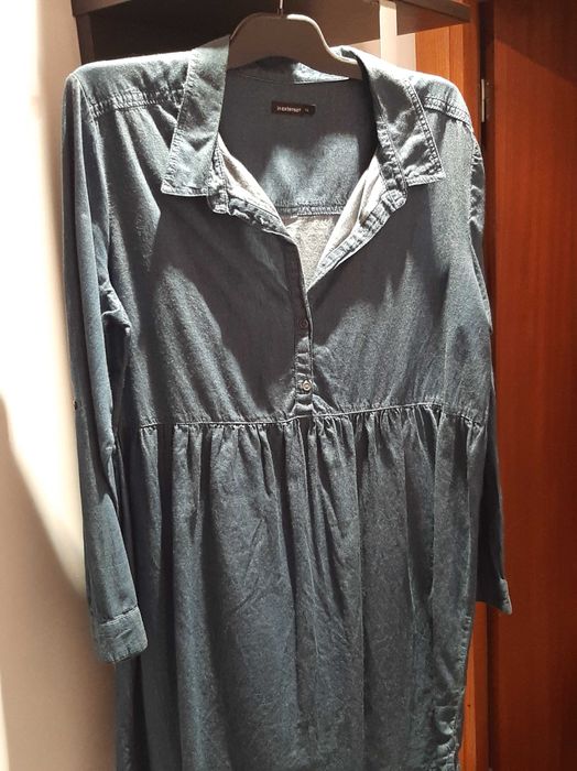 Vestido de ganga manga comprida