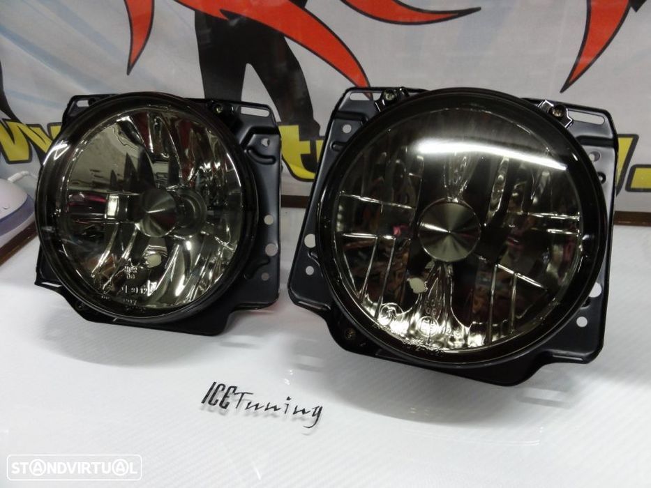 Farois frontais com luz branca 5000k para VW Golf 2 / II com fundo preto / Smoke