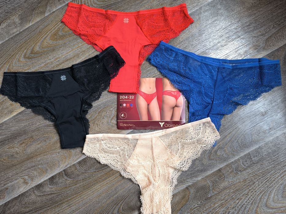 Obrana, набори стильних бразиліан із бавовни і мережива S,M,L,XL,XXL