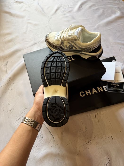 Кросівки Chanel Runner White-Grey / шанель ранер біло-сірі унісекс sneakers, повний комплект, коробка, пакет, картка
