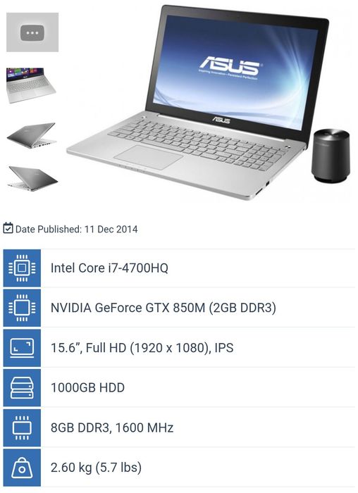 Portátil ASUS N550JK
