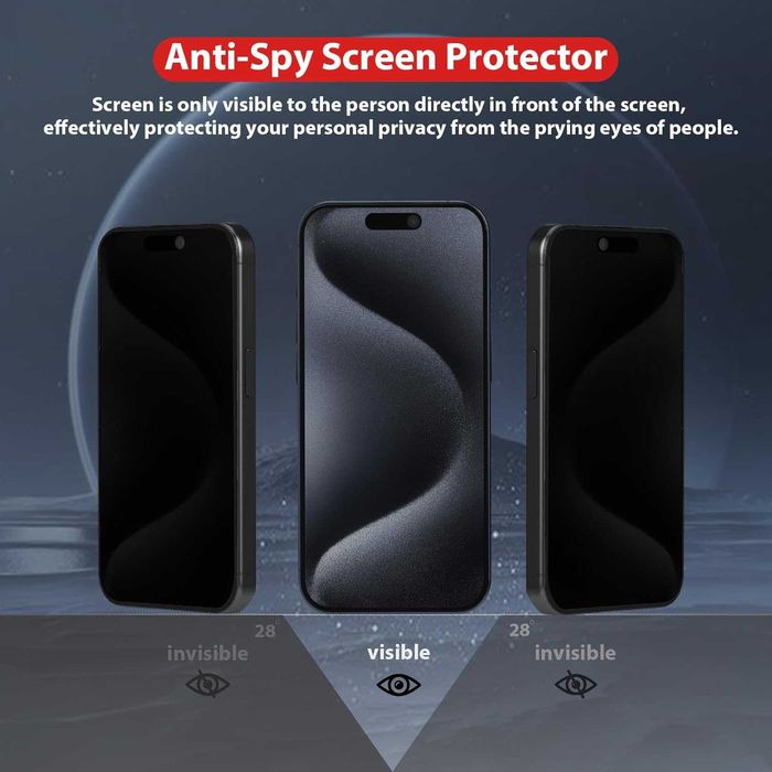 BERSEM szkło prywatyzujące iPhone 15 Plus  16 Plus 2szt RODO aplikator