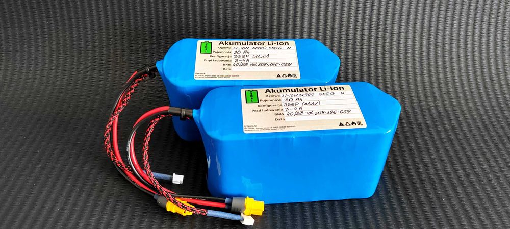 Akumulatory-Baterie 12v-60 Ah li-ion, 3S6P [21700] do łódki zanętowej