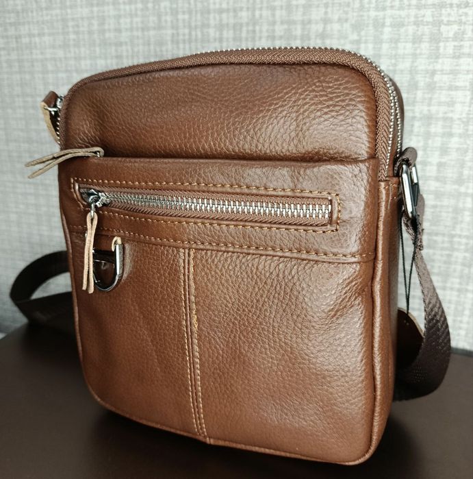 Шкіряна чоловіча сумка месенджер.