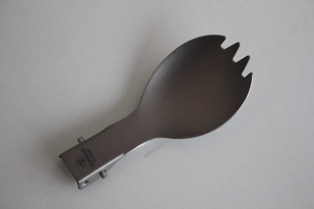 Туристична титанова ложка Tomshoo вилка-ложка складна ловилка з титану