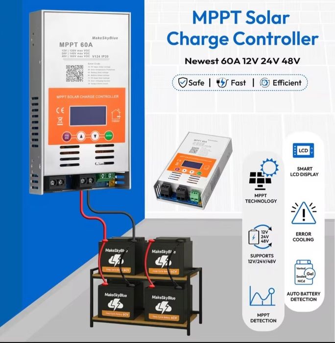 MakeSkyBlue 60A V124 new 12/24/48V mppt solar charge