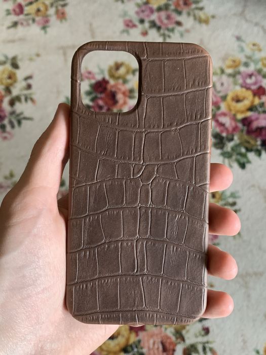 Чохол Leather Croc Case для iPhone 12 Pro коричневий