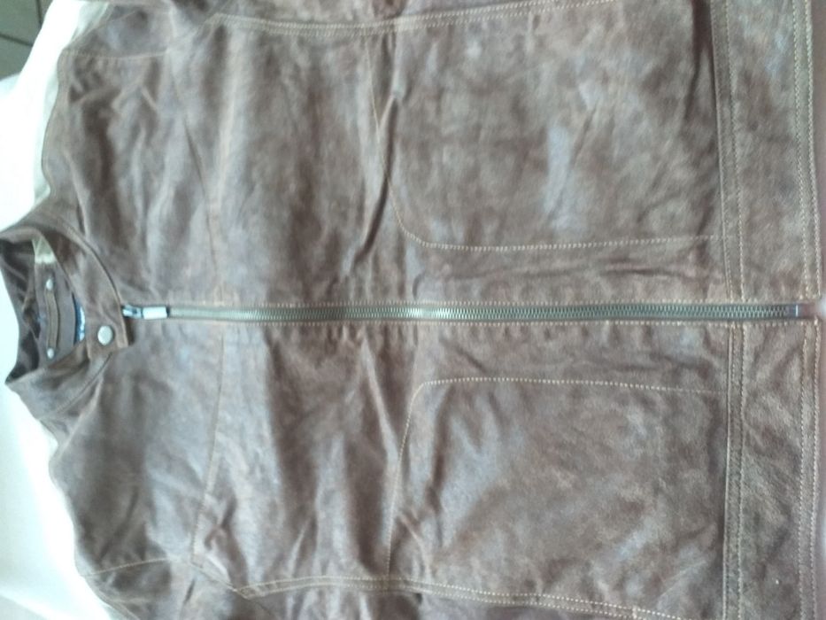 Kurtka skórzana bomberka pilotka lampasy skóra zamsz biker